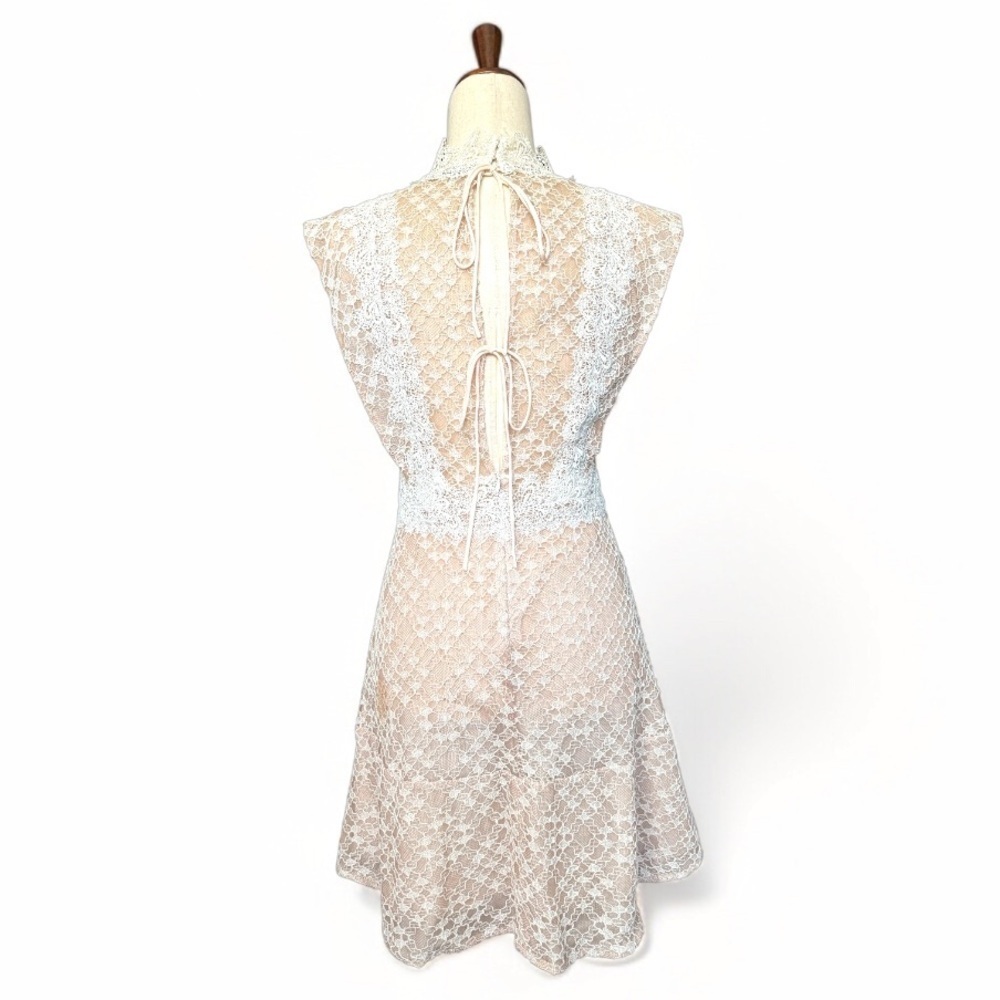 Sandro Peaches Pink Lace Sleeveless Dress Size 3 L (Flawed) - Picture 7 of 16